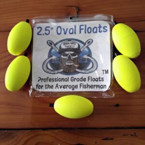 2.5" Yellow Oval Peg Floats Non Slotted